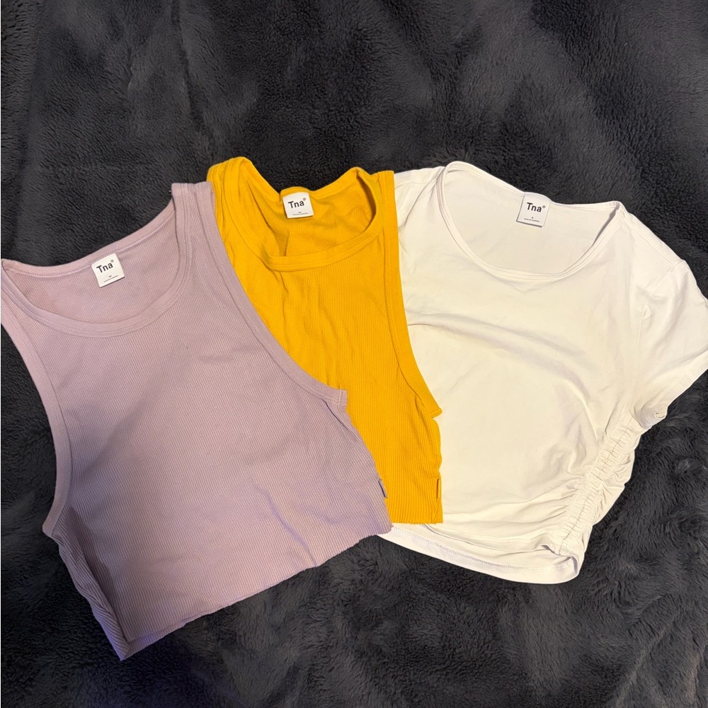 TNA Crop Tops in Purple and Yellow